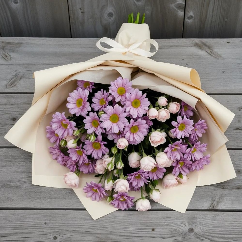 Букет цветов из: Розы и Хризантемы в Зарайский