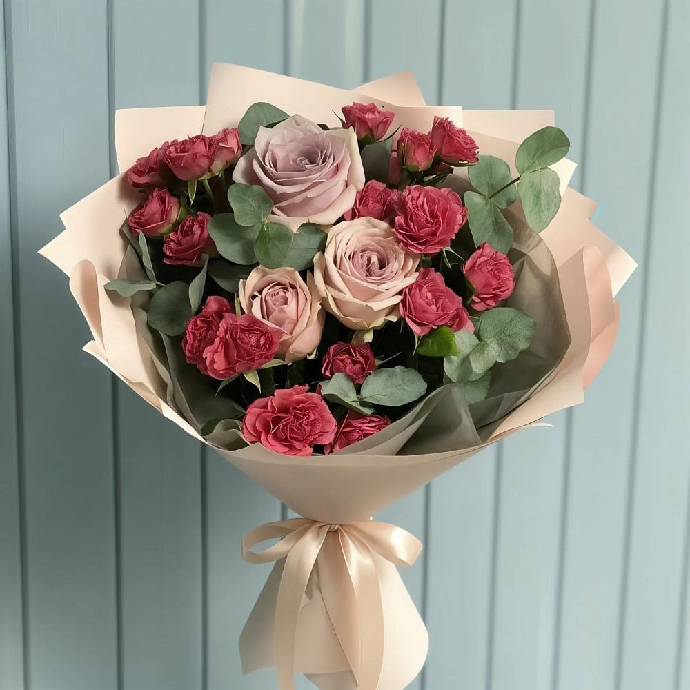 Букет цветов из: Гвоздики и Розы в Зарайский