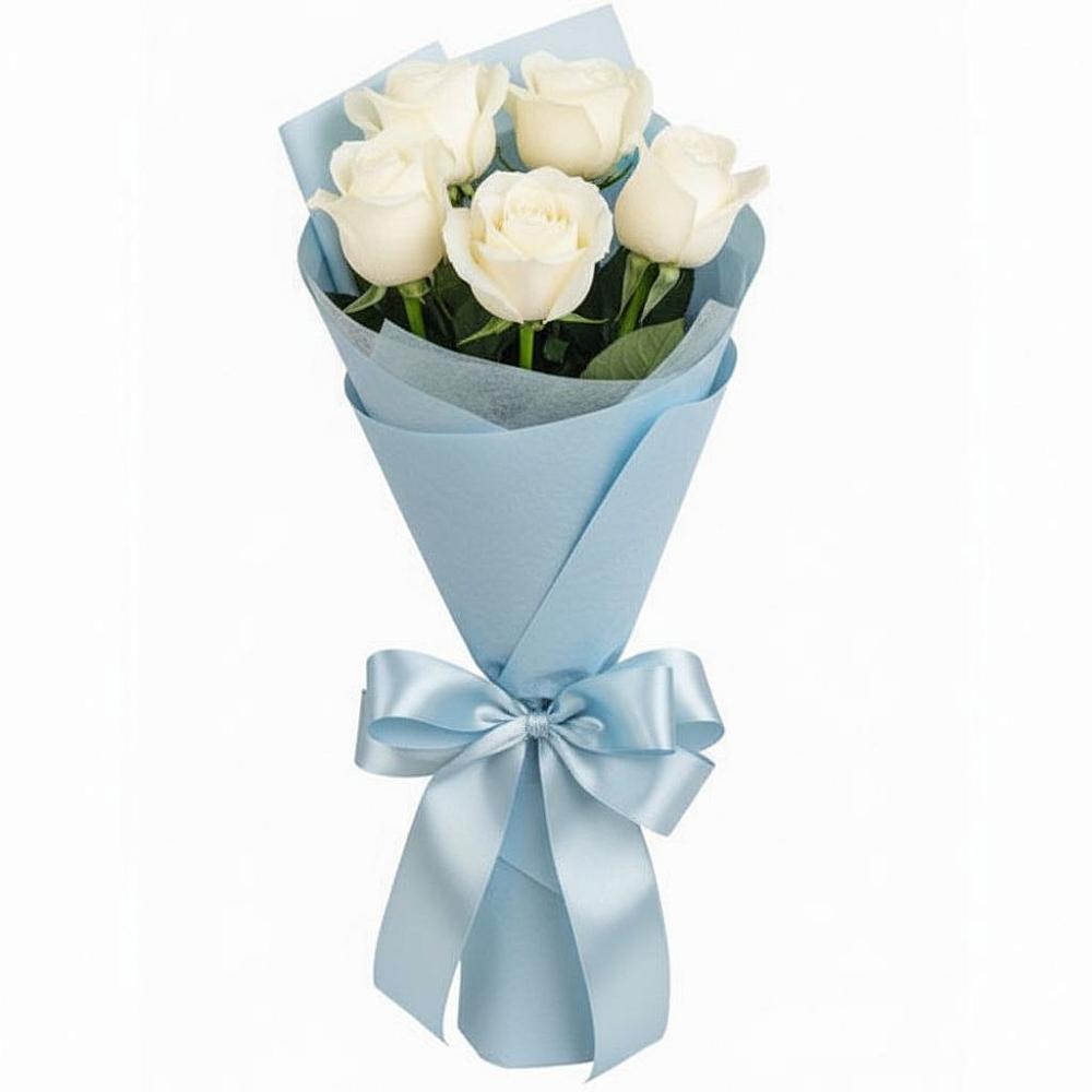 Букет 5 Белых роз Проуд в Зарайский