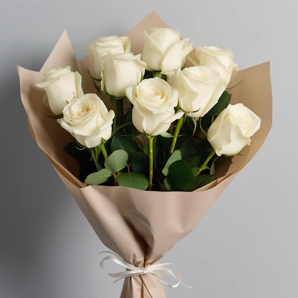 Букет 9 Белых роз Эдлесс Лав в Зарайский