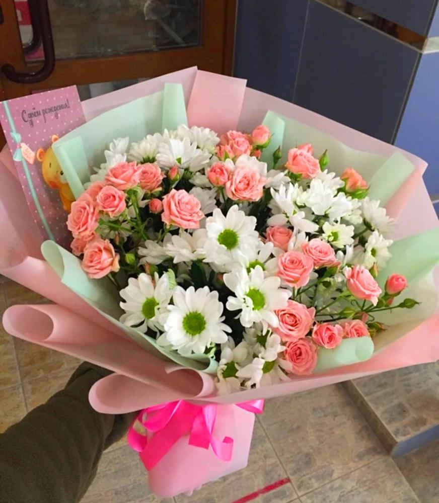 Букет цветов из: Розы и Хризантемы в Зарайский