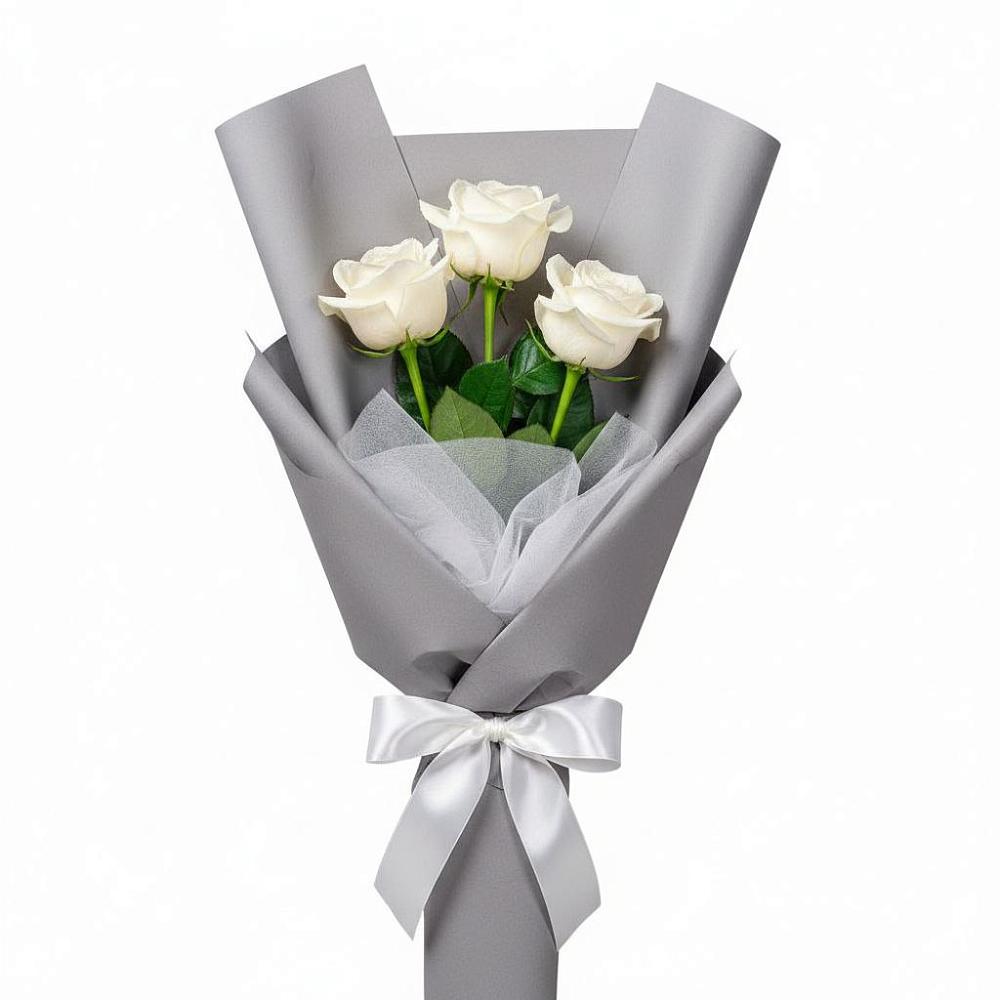 Букет 3 белые розы в Зарайский