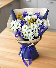 Букет цветов из:  Розы, Ирисы и Хризантемы #REPLACE_PRED# Зарайский