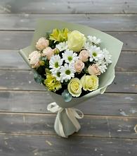 Букет цветов из:  Альстромерии, Розы и Хризантемы #REPLACE_PRED# Зарайский