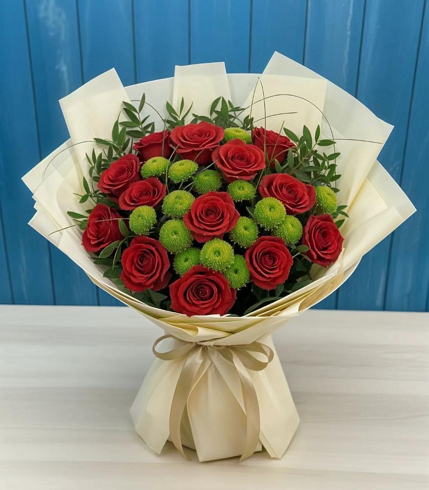 Букет цветов из: Розы и Хризантемы в Зарайский