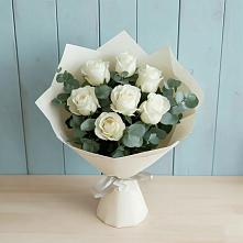 Букет Белые розы в Эвкалипте #REPLACE_PRED# Зарайский