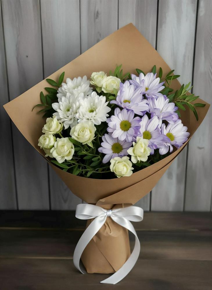 Букет цветов из: Хризантемы и Розы в Зарайский